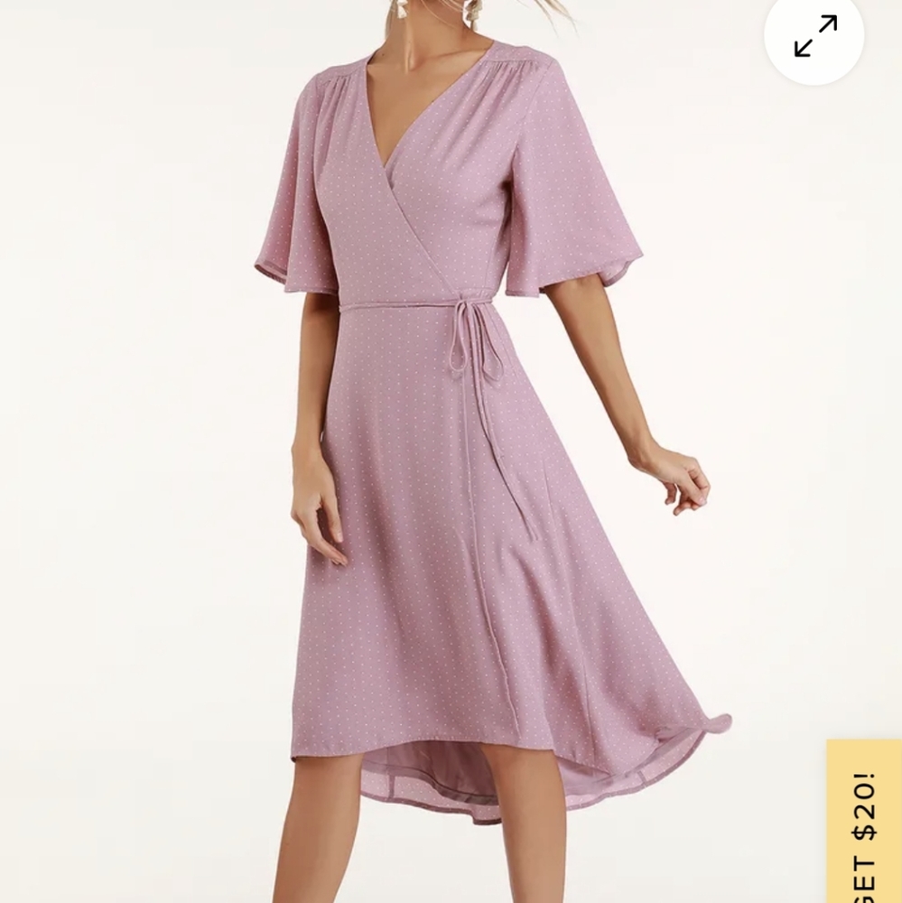 Pink wrap midi dress